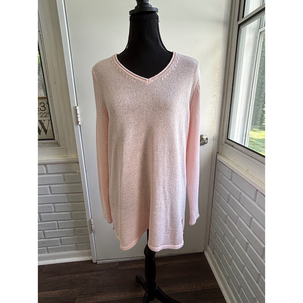 J.McLaughlin Long Sleeve Open Knit Tunic Sweater large resortwear coastal